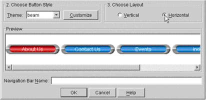 Use the radio buttons to select the vertical or horizontal layout.